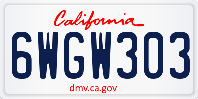 CA license plate 6WGW303