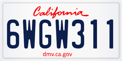 CA license plate 6WGW311