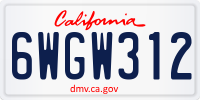 CA license plate 6WGW312