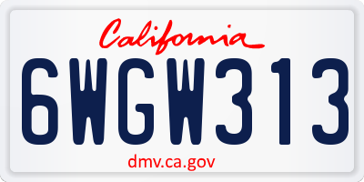 CA license plate 6WGW313