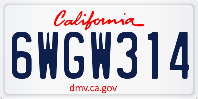 CA license plate 6WGW314