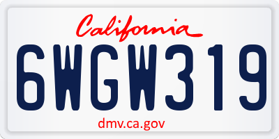 CA license plate 6WGW319
