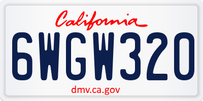 CA license plate 6WGW320