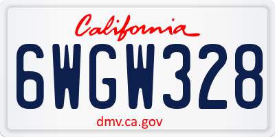 CA license plate 6WGW328