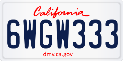 CA license plate 6WGW333