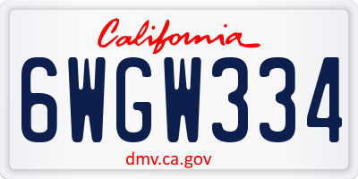 CA license plate 6WGW334