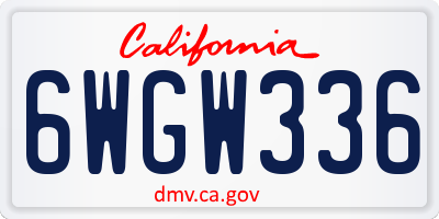 CA license plate 6WGW336
