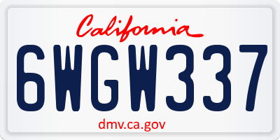 CA license plate 6WGW337