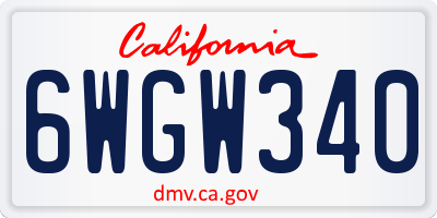 CA license plate 6WGW340