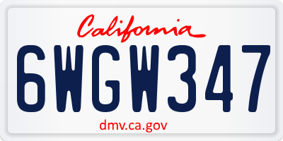 CA license plate 6WGW347