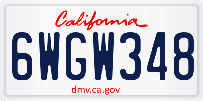 CA license plate 6WGW348
