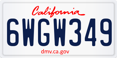 CA license plate 6WGW349