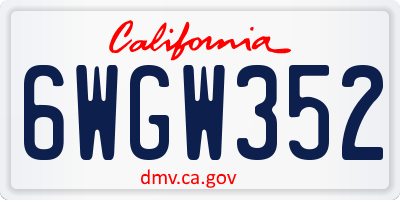 CA license plate 6WGW352