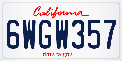 CA license plate 6WGW357