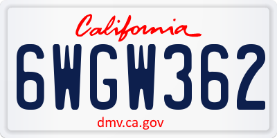CA license plate 6WGW362