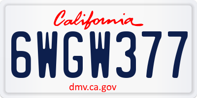 CA license plate 6WGW377