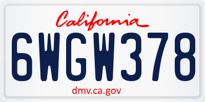 CA license plate 6WGW378
