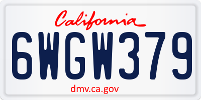 CA license plate 6WGW379
