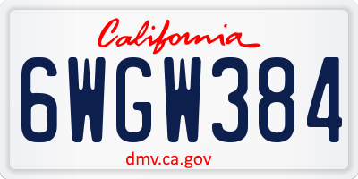 CA license plate 6WGW384