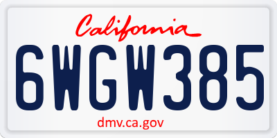 CA license plate 6WGW385