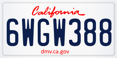 CA license plate 6WGW388