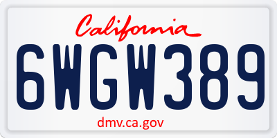 CA license plate 6WGW389