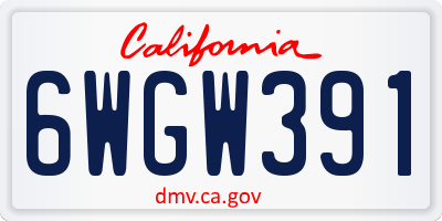 CA license plate 6WGW391