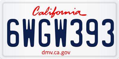 CA license plate 6WGW393