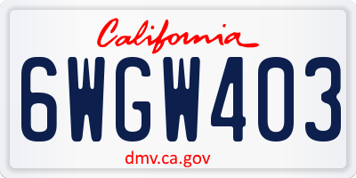 CA license plate 6WGW403