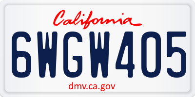 CA license plate 6WGW405