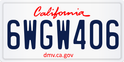 CA license plate 6WGW406