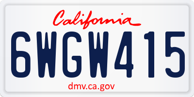 CA license plate 6WGW415