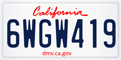 CA license plate 6WGW419