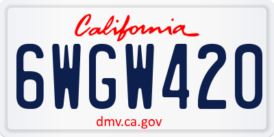 CA license plate 6WGW420