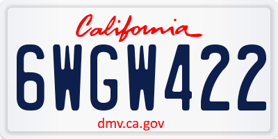 CA license plate 6WGW422