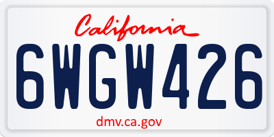 CA license plate 6WGW426