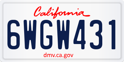 CA license plate 6WGW431