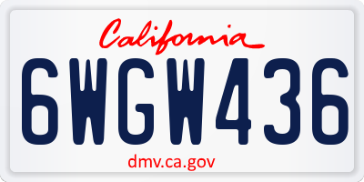 CA license plate 6WGW436