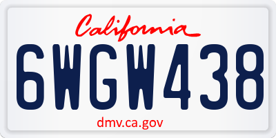 CA license plate 6WGW438