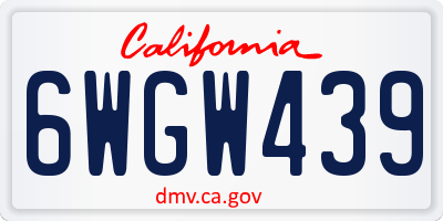 CA license plate 6WGW439