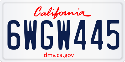 CA license plate 6WGW445
