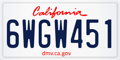 CA license plate 6WGW451