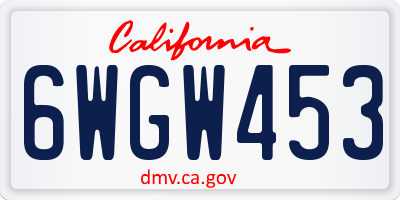 CA license plate 6WGW453