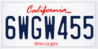 CA license plate 6WGW455