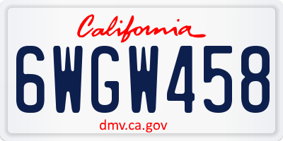 CA license plate 6WGW458