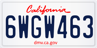 CA license plate 6WGW463