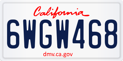 CA license plate 6WGW468