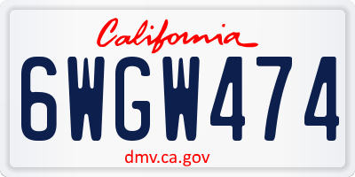 CA license plate 6WGW474
