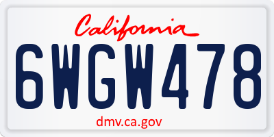 CA license plate 6WGW478