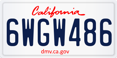 CA license plate 6WGW486